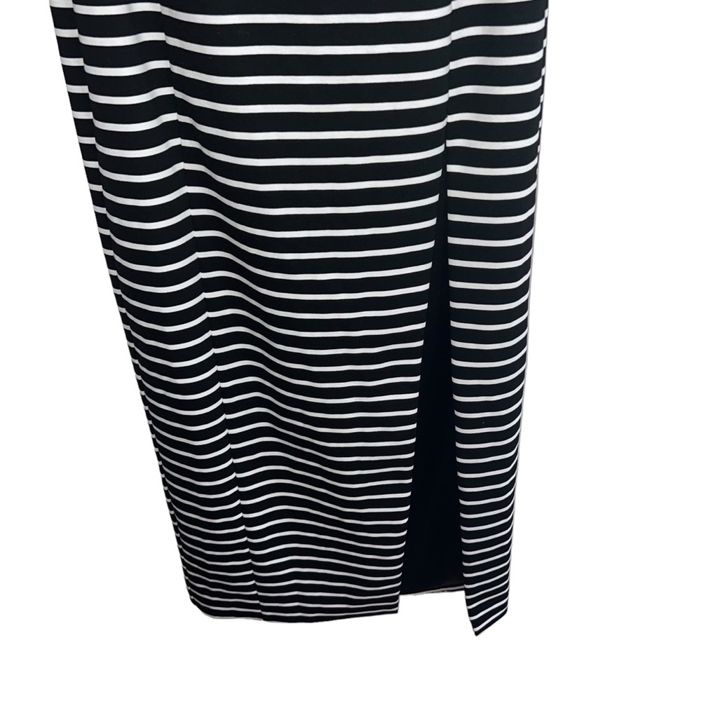 NEW NWT NICHOLAS Jane Contrast Square Neck Midi Dress In Black & Milk Stripe - Picture 6 of 13